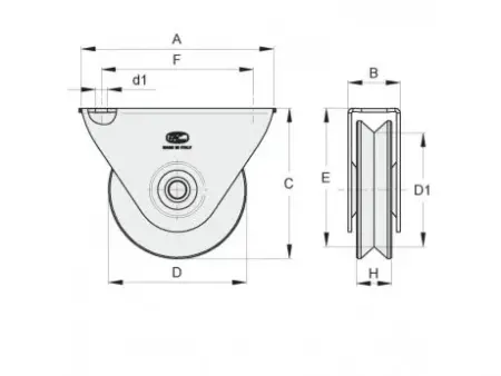 ROLA ZINCATA APLICATA CU RULMENT 100mm-400kg-SINA V