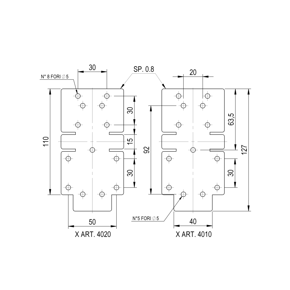 Sablon INOX pentru feronerie culisanta articulata la 90 grade desen tehnic