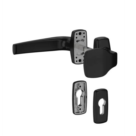 Maner -Buton fix si sild acoperire poarta pietonala ,RAL9005,Negru
